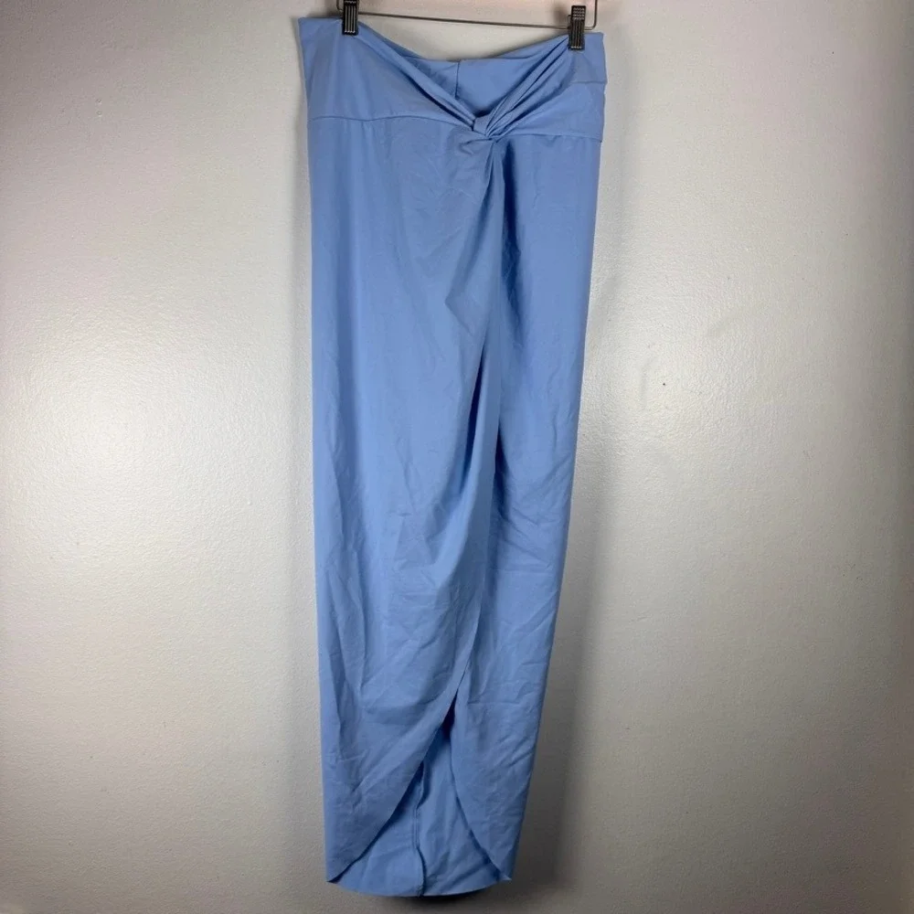 SKIMS Recycled Swim Sarong Skirt Iris Blue Twist Front SW-SKT-0016 NWT Large